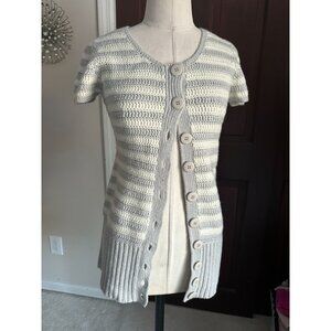 kimchi & blue gray and white striped knit cardigan sweater XS